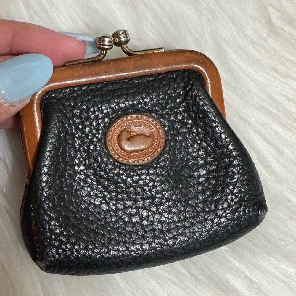 Dooney & Bourke Vintage Black Pebbled Leather Coin Purse